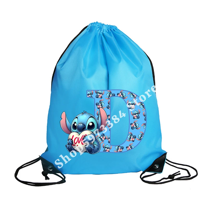 Stitch Disney borsa con coulisse sport zaino impermeabile Bundle Pocket Terylene borse da basket Cartoon Anime Birthday Cute Gifts