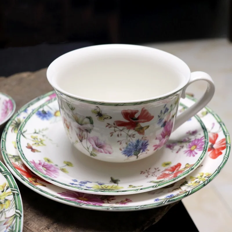 

British Butterfly Flower Tableware, Porcelain Dinner Plates, Soup plate, Fruit Tray, Cereals Bowl, Mugs, Breakfast Cup Kitchen