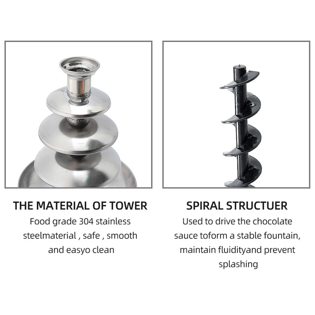 Chocolate Fountain, 4 Tiers Electric Melting Machine, Fondue Pot Set, for Chocolate Candy, Ranch, Nacho Cheese UK,230V 6 Chocolate Fountain, 4 Tiers Electric Melting Machine, Fondue Pot Set, for Chocolate Candy, Ranch, Nacho Cheese UK,230V 6