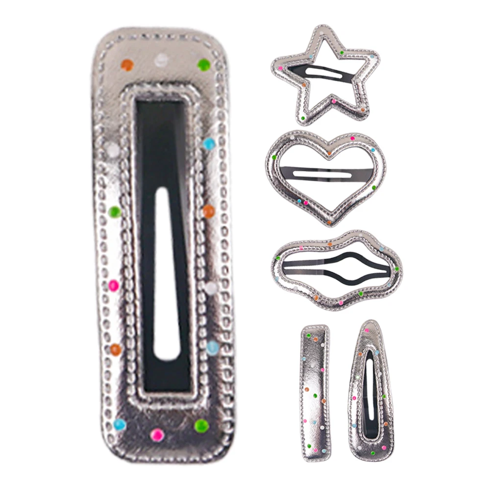 

6pcs Duckbill Clips Heart Accessories Silver Dot Cartoon NonSlip Hairpins Girls Women Baby Bangs Management Safe Material