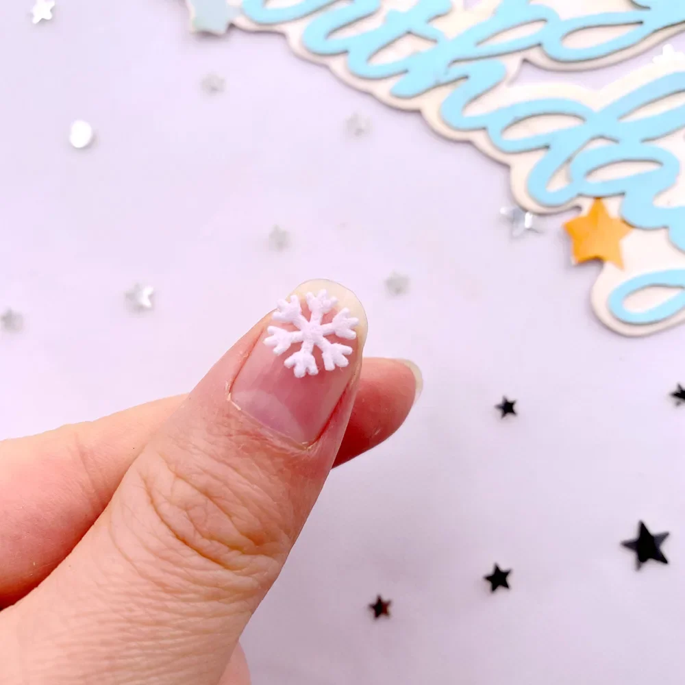 10mm 16mm Fabric White Christmas Snowflower Patch DIY Hair Bow Crafts Supplies Home Christmas Applique Accessories Art Decor E89
