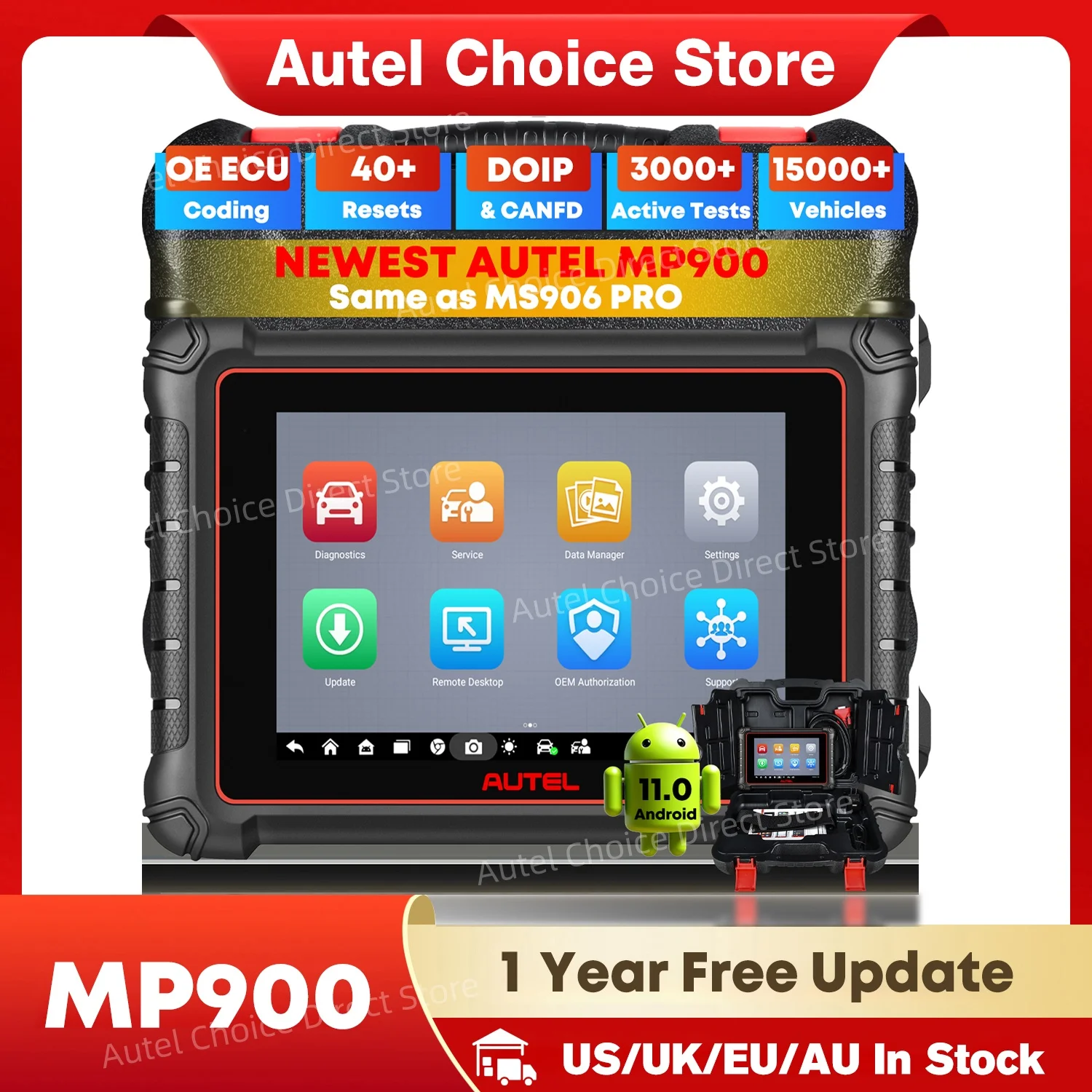 Autel MaxiPRO MP900 Automotive Diagnostic Tool ECU Coding Bidirectional Control OBD2 Car Scanner 40+Services DoIP/CAN FD Same as MS906 PRO