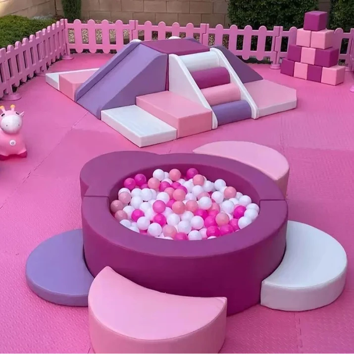 

Factory Pink Soft Play Ball Pit Slide Combination Set Indoor Outdoor Kids Equipment Bouncer Horse School Wedding Shopping Malls