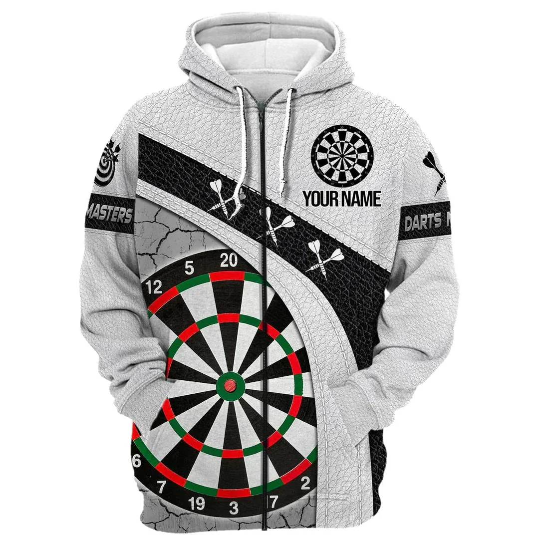 

3D Dart Pattern Men's Zip Hoodie Autumn and Winter Casual Oversized Sweatshirts Fashion Customize Name Hooded Shirt Men Clothing