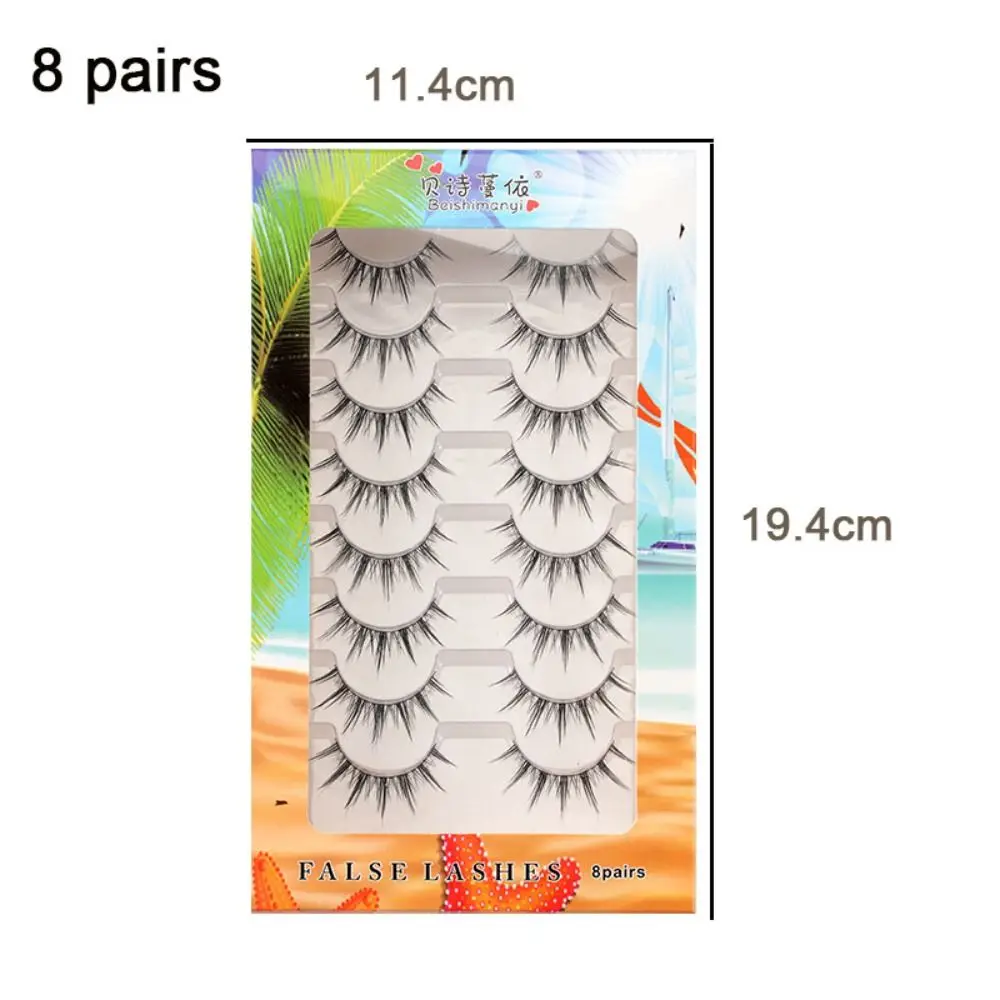 Faux-cils doux et denses, 8 paires, aspect naturel, petits cils à bande SAFFull, maquillage réutilisable, DIY