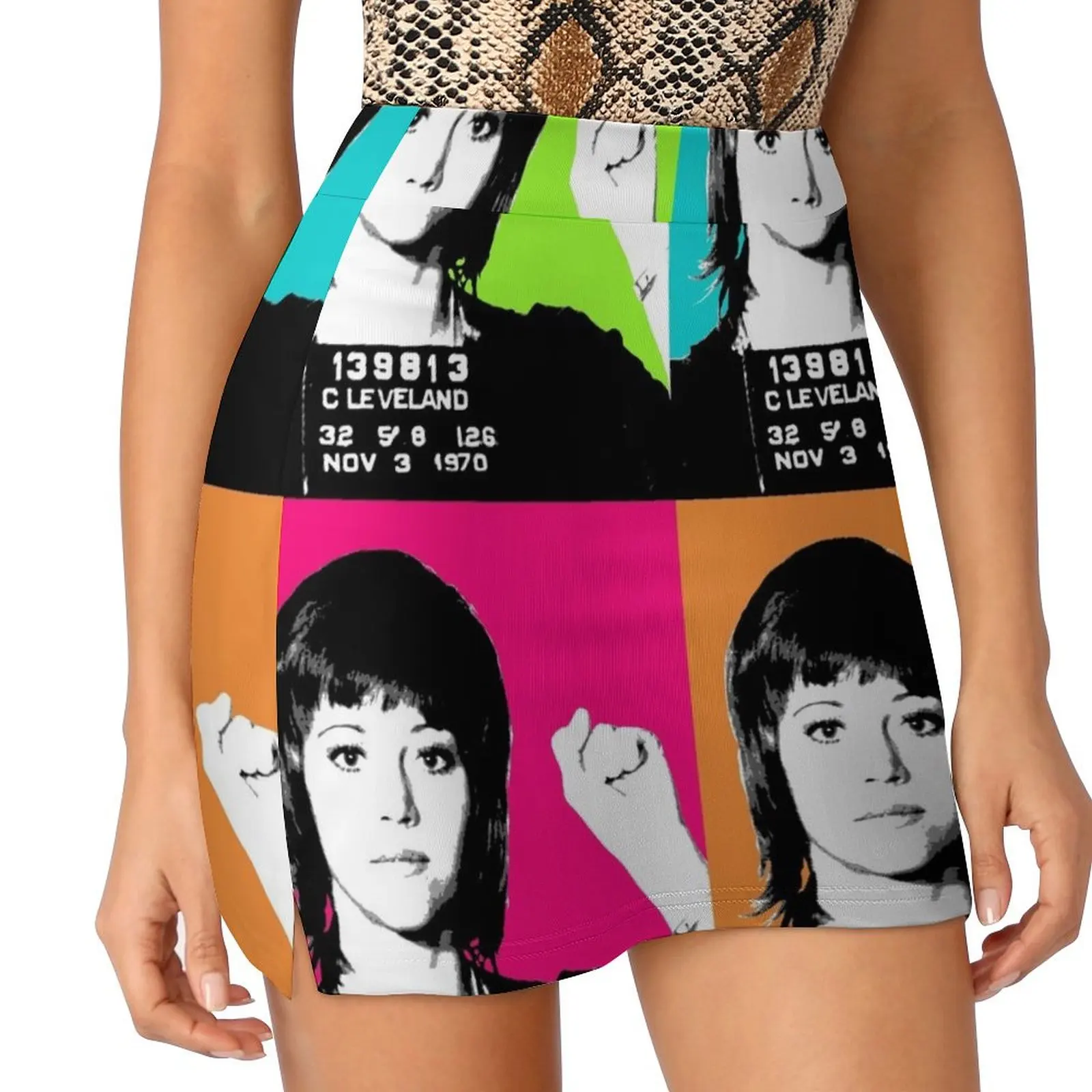 Jane Fonda Mug Shot x4 Mini Skirt korean skirt luxury women skirts Short skirts