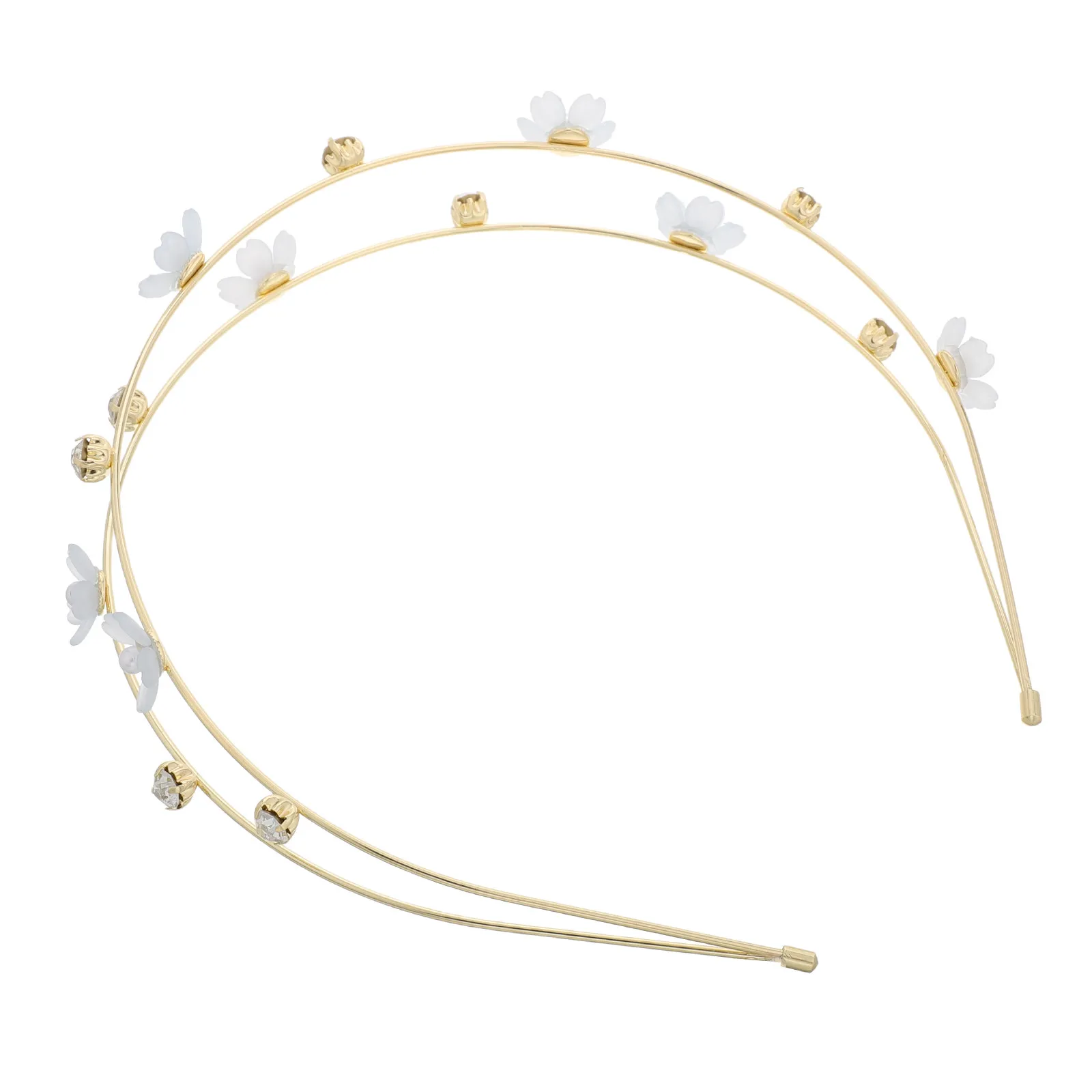 Floral Headband for Women Double Layer Rhinestone Adorned Flower Hairband Lightweight Alloy Band Versatile Fashion Hair