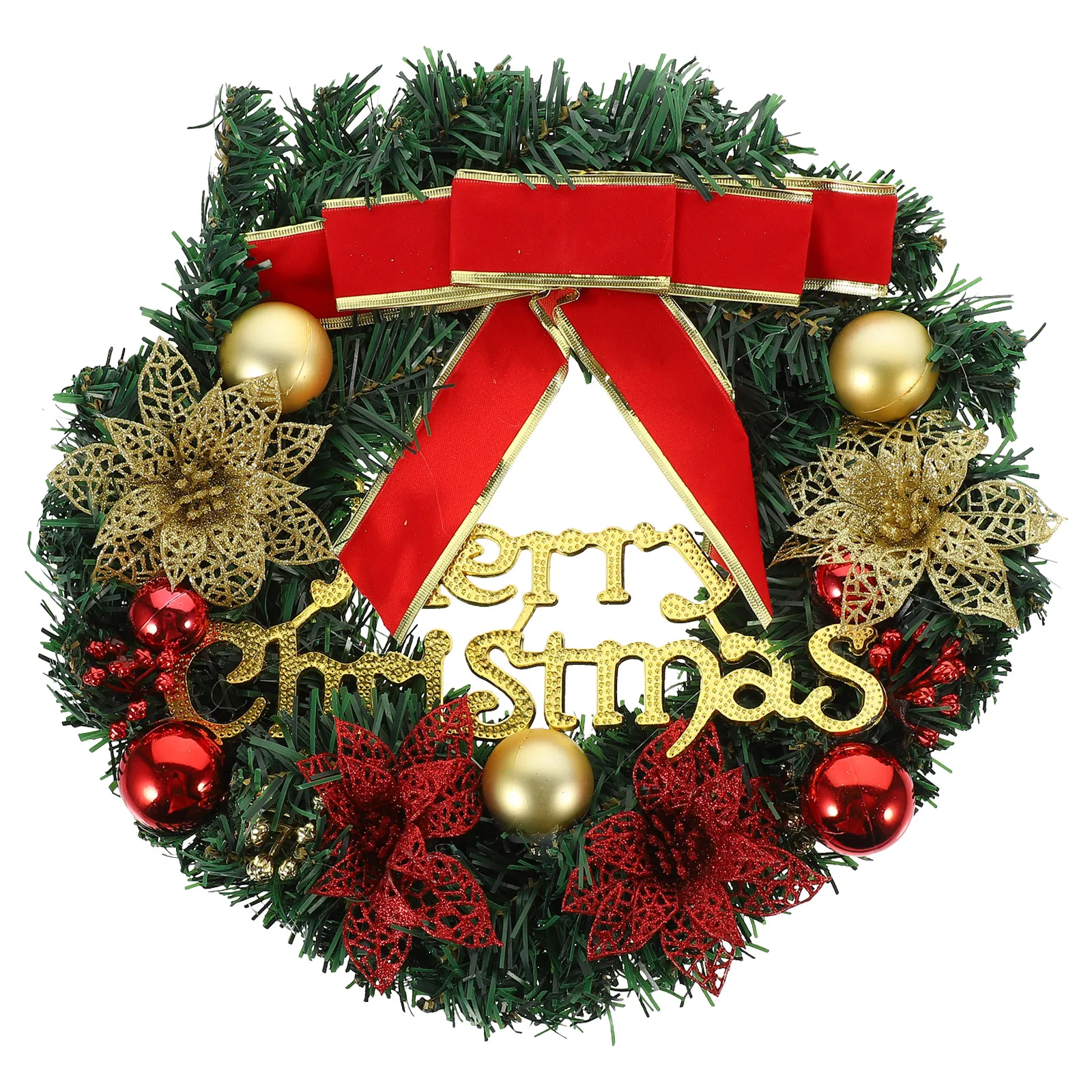 

30CM Christmas Wreath Decoration Front Door Hotel Party Hanging Red Flower Reusable Holiday Wreath Home Party Supplies Garlands