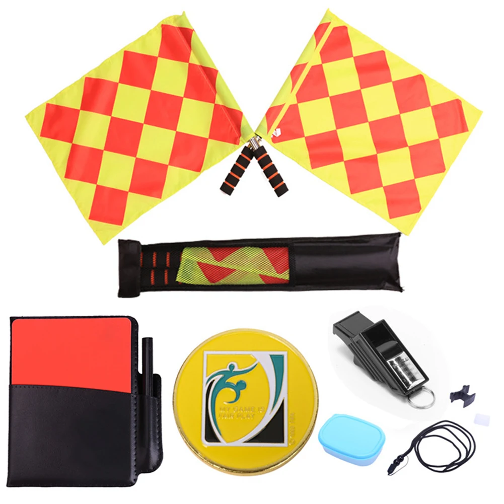 Soccer Referee Kit Soccer Referee Flag Soccer Referee Cards Referee Whistle Set Sport Training Useful Referee Tool