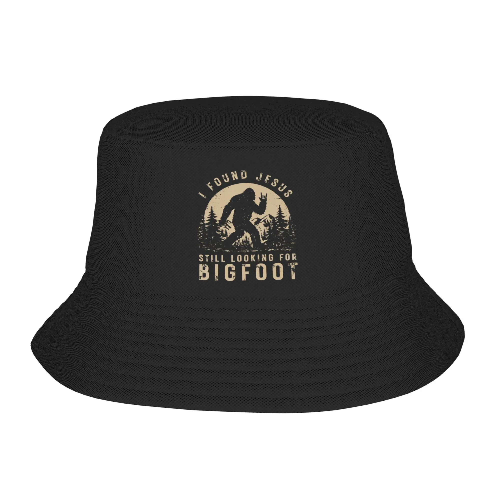 Retro I Found Jesus Still Looking Bigfoot Bucket Hat For Unisex  Fisherman Hats Personality Harajuku Printed Visor Hats