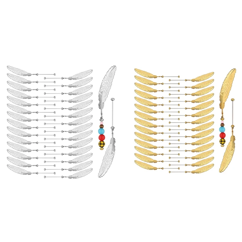 ที่คั่นหนังสือประดับด้วยลูกปัดแบบทำมือ30ชิ้นแถบเปล่าพร้อมจี้ขนนกที่ใส่หน้าลูกปัดชุดงานหัตถกรรมที่คั่นหนังสือสำหรับคนรักหนังสือ