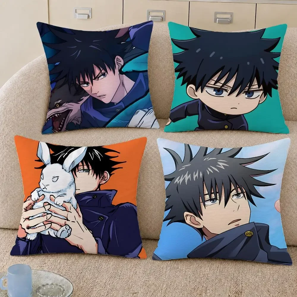 Anime Megumi Fushiguro Jujutsu Kaisen Cushion Cover Decorative Pillowcase Soft Short Plush Cozy Durable Sofa Home Decor Items
