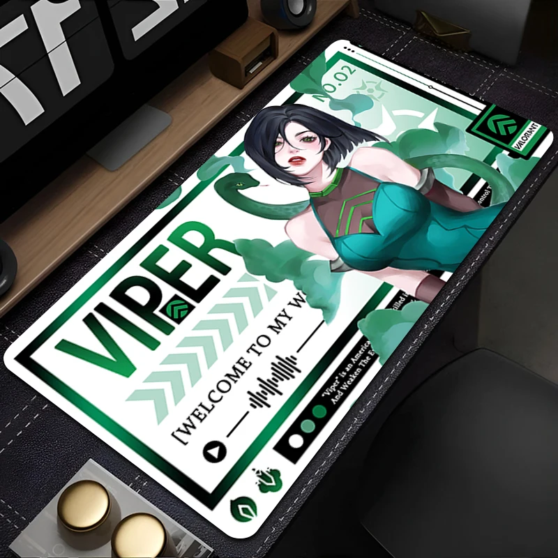 แผ่นรองเมาส์สำหรับเล่นเกมวี-วาโลแรนท์ ไวเปอร์ออกแบบแผ่นรองเมาส์ยางกันลื่นเย็บขอบโต๊ะแผ่นรองคีย์บอร์ดแผ่นรองเมาส์สำหรับเล่นเกมและงานสำนักงาน