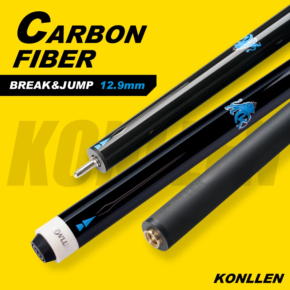 

KONLLEN Carbon Fiber Break Jump Cue, Uniloc Joint, Professional Break Cue, 3 Pieces, 12.9mm Powerful Break Jump Cue