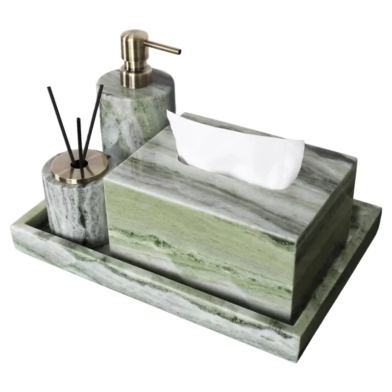 Bathroom  tissue box, marble toiletry luxuriou bathroom hand sanitizer bottle, mouthwash cup, bathroom tray, luxurious elegant