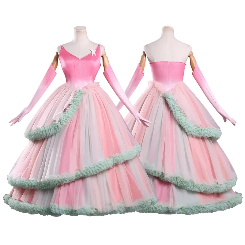 

Wicked for Good Glinda Cosplay Costume High-quality Pink Evening Dress Elegant Chiffon Skirt Crinoline Stage Performance C yy:89