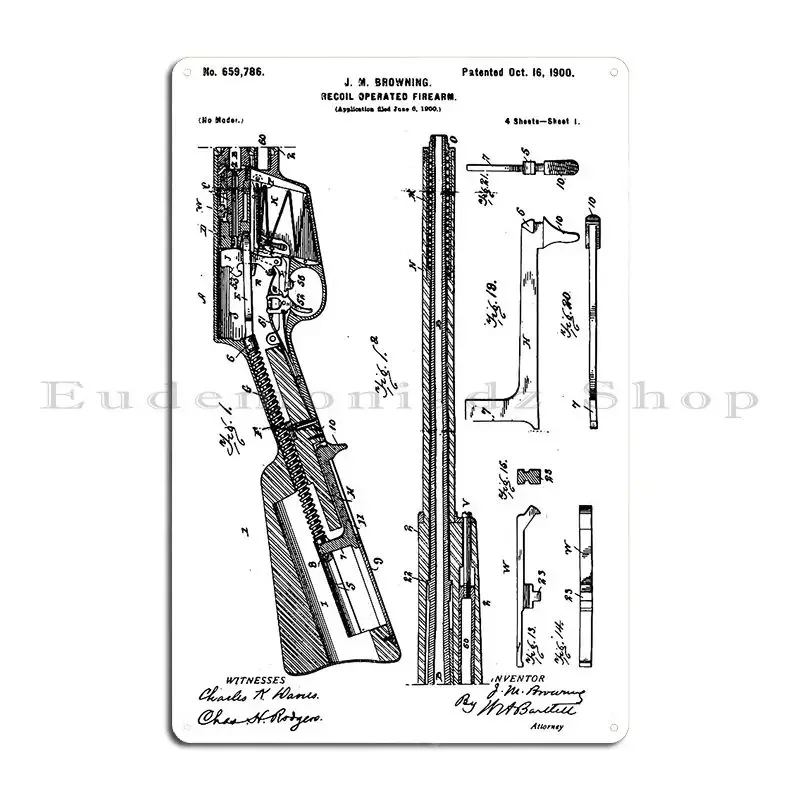 Remington Model 8 Semi Automatic Rifle Patent Metal Plaque Poster Decoration Design Garage Printed Poster Tin Sign Poster