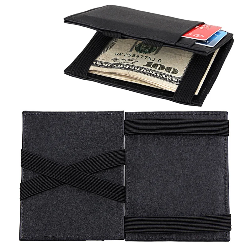 

Мужской кошелек из натуральной кожи, волшебный зажим для денег, двойная открытая повязка, зажим для билетов, держатель для банкнот, держатели для денежных карт Porta Billetes