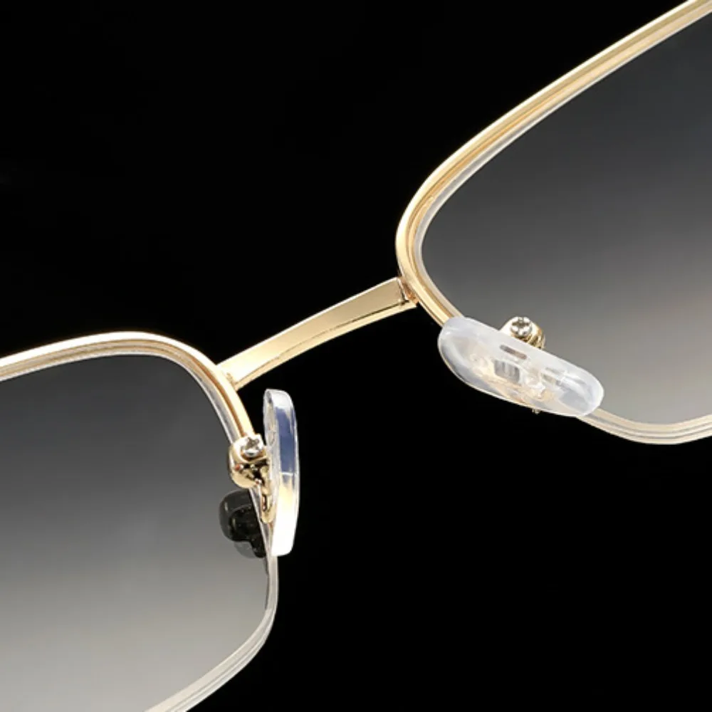 Lente de óculos potência + 50 a + 400 presbiopia óculos cuidados com a visão leve óculos de leitura de clarividente ouro meia armação