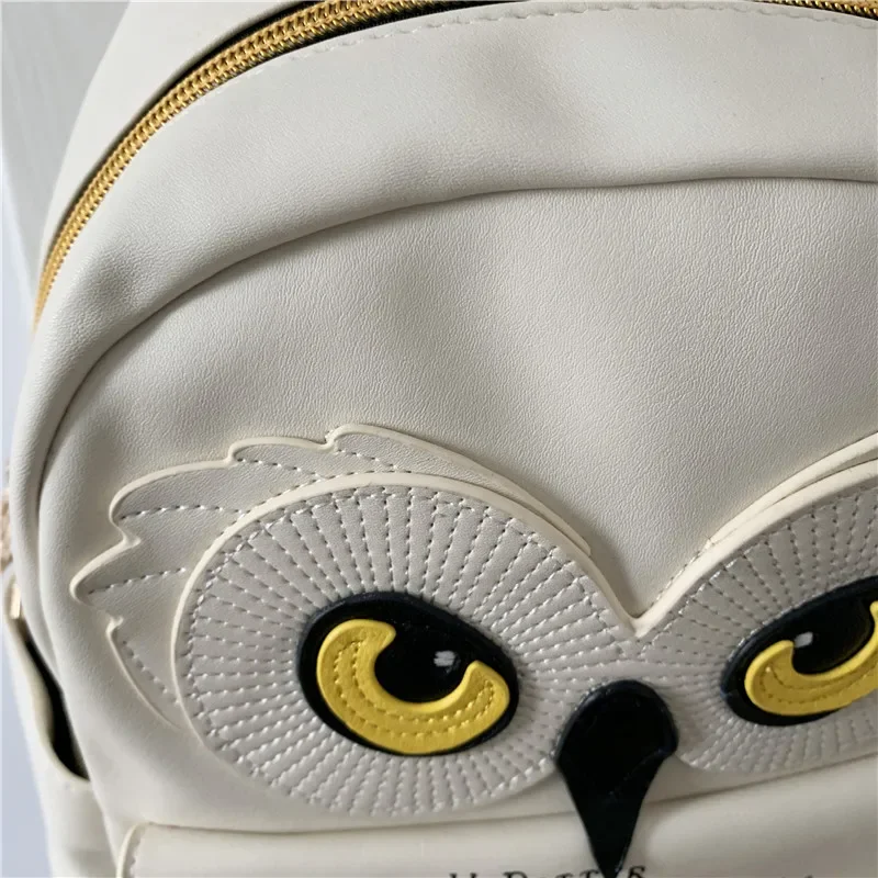 Harry Cute Owl and Letter Casual Women Girls Small Bag Potter Beige PU Leather Backpack School Bag Shoulders Bag Kids Adult Gift