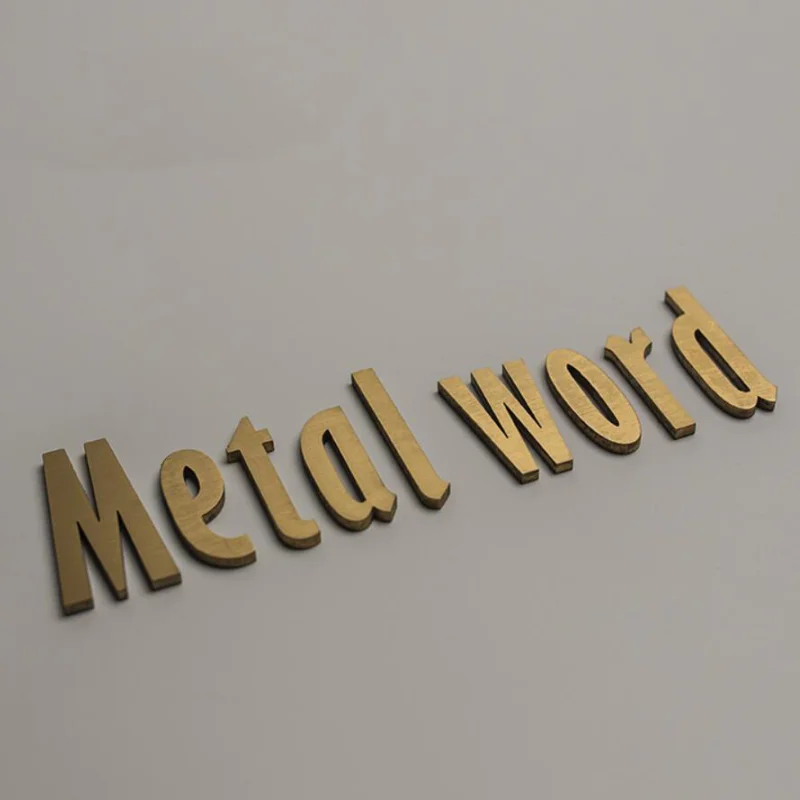 Custom made laser cut solid brushed stainless steel letters, plating gold metal store sign