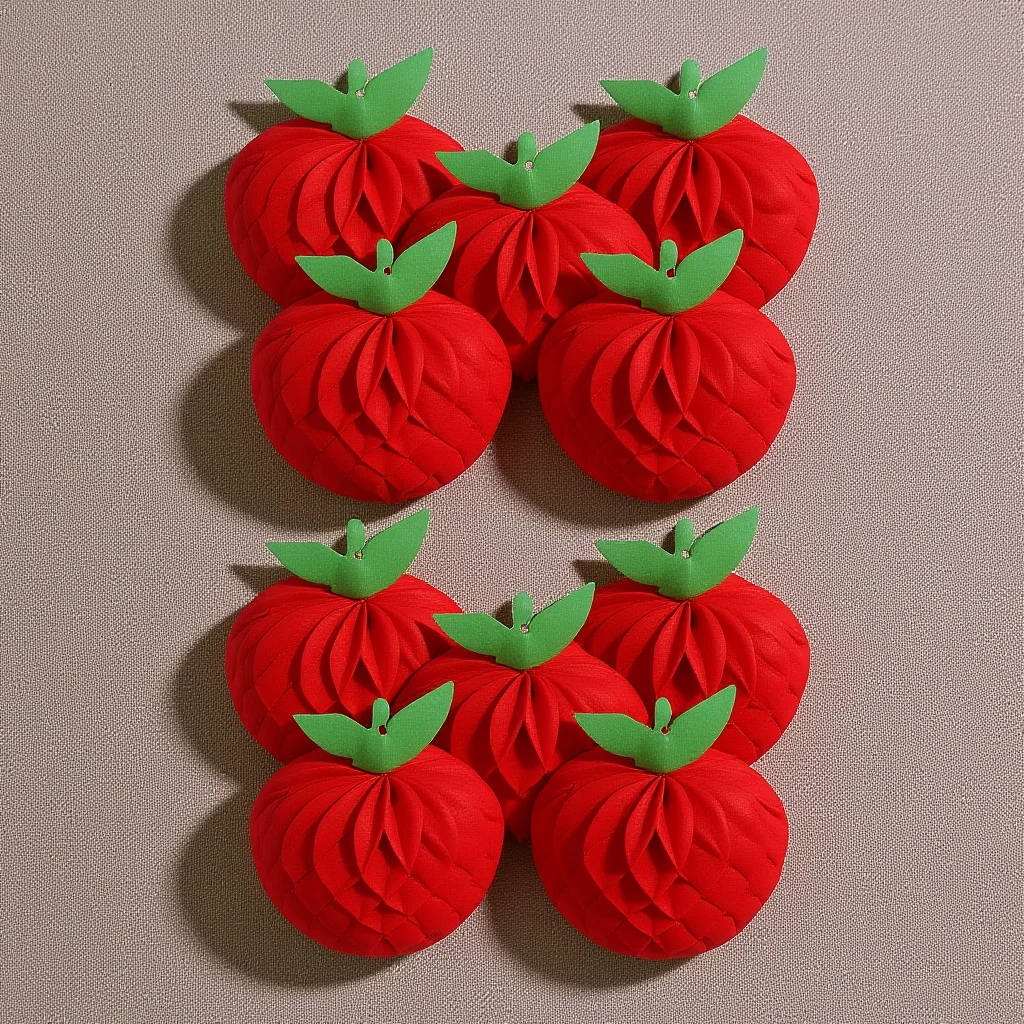 

10 pcs Apple Decorations Red Paper Honeycomb 3D Hanging Ornaments For Party Table Centerpiece Birthday Wedding Celebration Decor