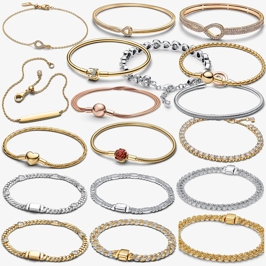 

2026 New 925 Silver Heart T-Type Adjustable ME Red Rose Sparkling Tennis Bracelet Festival Exquisite DIY Charm Jewelry Gift