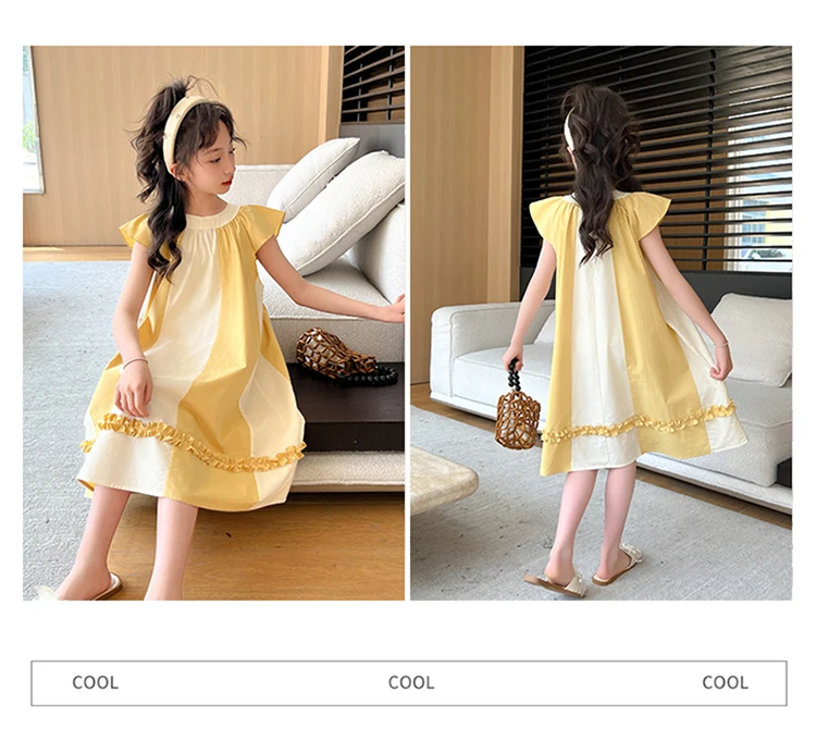 Neues Sommerkleid in hoher Qualität für Kinder, ärmelloses Patchwork-Baumwollkleid für junge Mädchen im Alter von 5 6 7 8 9 10 11 12 13 14 Jahren. – Detail 12