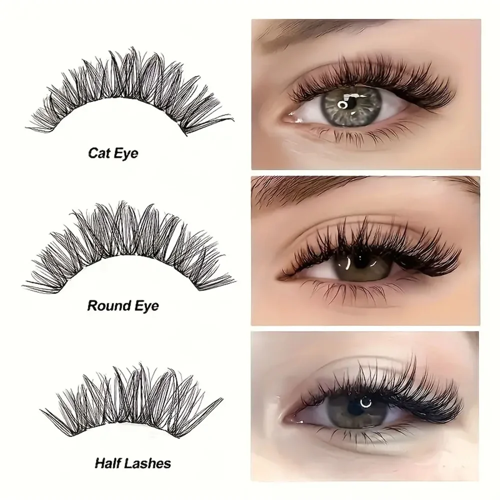 Single Cluster False Eyelashes Set with Eyelash Glue, 200 Sets of Natural Curling Eyelash Extension Accessories, Eye Makeup Accessories