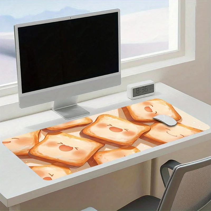 

Cute Cartoon Toast Mouse Pad Large Rubber Base Anti-slip PC Desk Accessories Mousepad for Office & Gamer Keyboard Mats Decor Mat