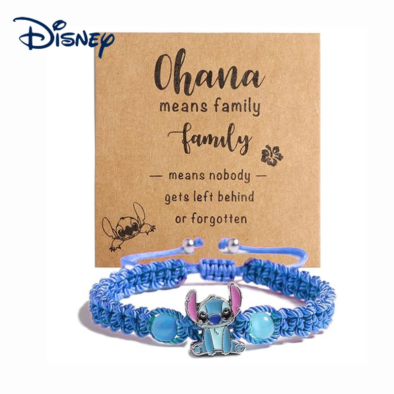 New Disney Stitch Bracelet Girls Cartoon Lilo & Stitch Anime Figure Beads Woven Bracelet Jewelry for Women Kids Christmas Gift