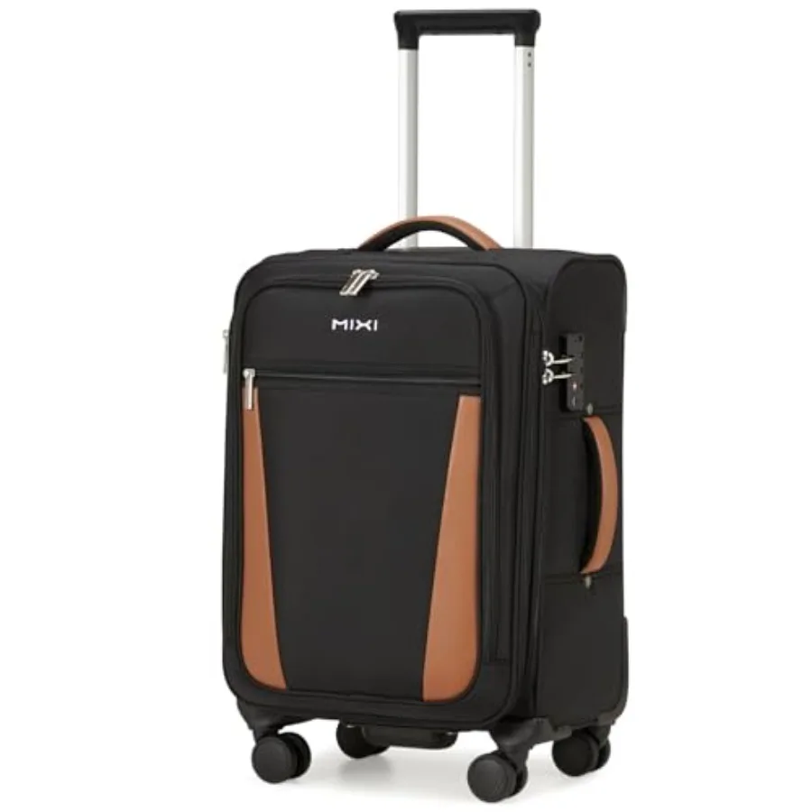 

20-дюймовый мягкий расширяемый чемодан для ручной клади с передним карманом для авиаперелетов, легкий чемодан на колесах с колесиками, TSA