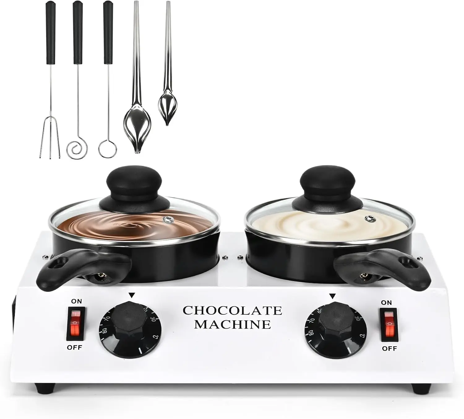Chocolate Melting Machine, 2 x 1L Capacity Chocolate Melting Pot, 80W 110V, 2026 Upgraded Model