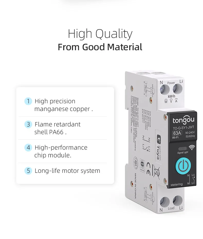 Smart Circuit Breaker, 40A Tuya WIFI Smart Smart Relay Switch, 1P Din Rail Home Remote Control Switch per apparecchiature elettriche -Supporta 3 modalità di temporizzazione Funzione Controllo APP Smart Circuit Breaker, 40A Tuya WIFI Smart Smart Relay Switch, 1P Din Rail Home Remote Control Switch per apparecchiature elettriche -Supporta 3 modalità di temporizzazione Funzione Controllo APP