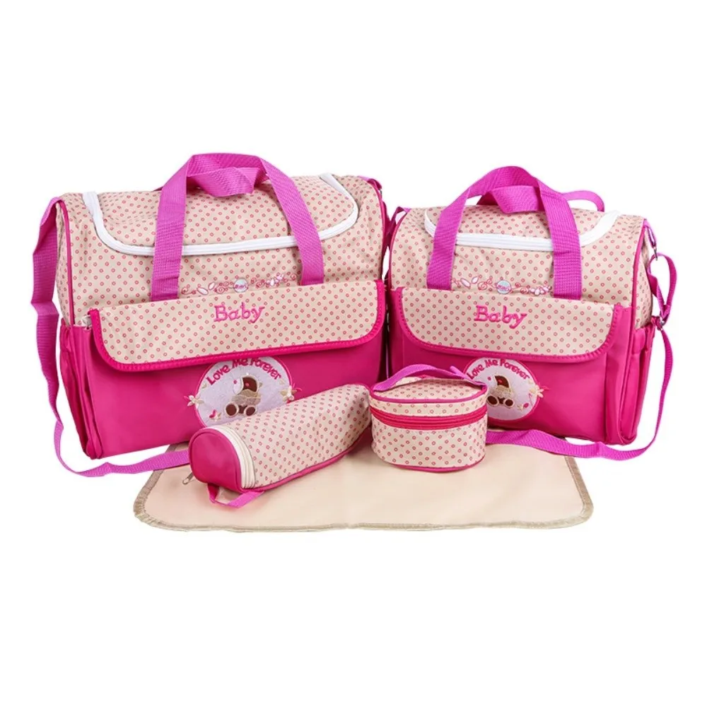 

5Pcs/set New Large Capacity Mommy Bag Waterproof Lightweight Shoulder Bag Multifunctional Diaper Bag Travel