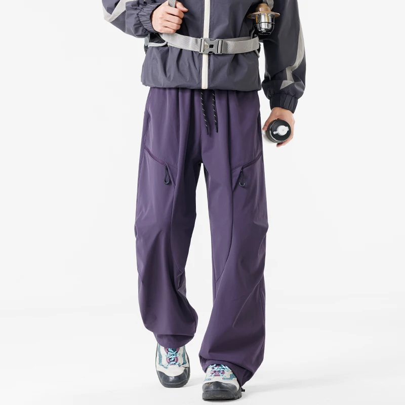 Men's Baggy Hiking Pants Water Repellent Cargo Pants Lightweight Loose Fit Parachute Pants with Pockets Men's Joggers