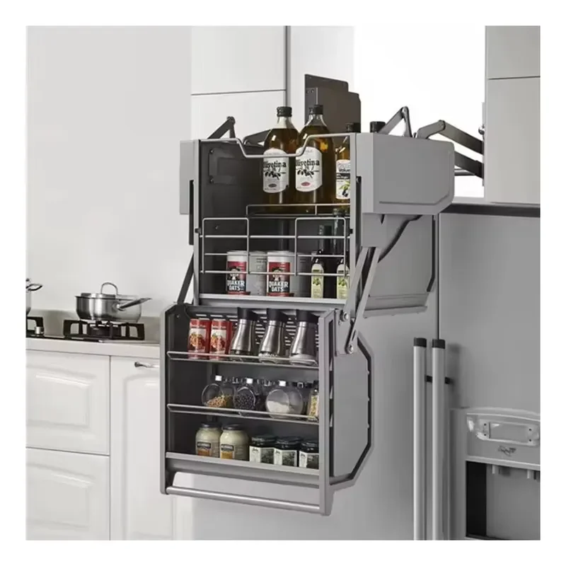 Double Layer Pull Out Kitchen Basket Cabinet Organizer Wire Storage Rack for Corner Cupboard Drawer System Hardware