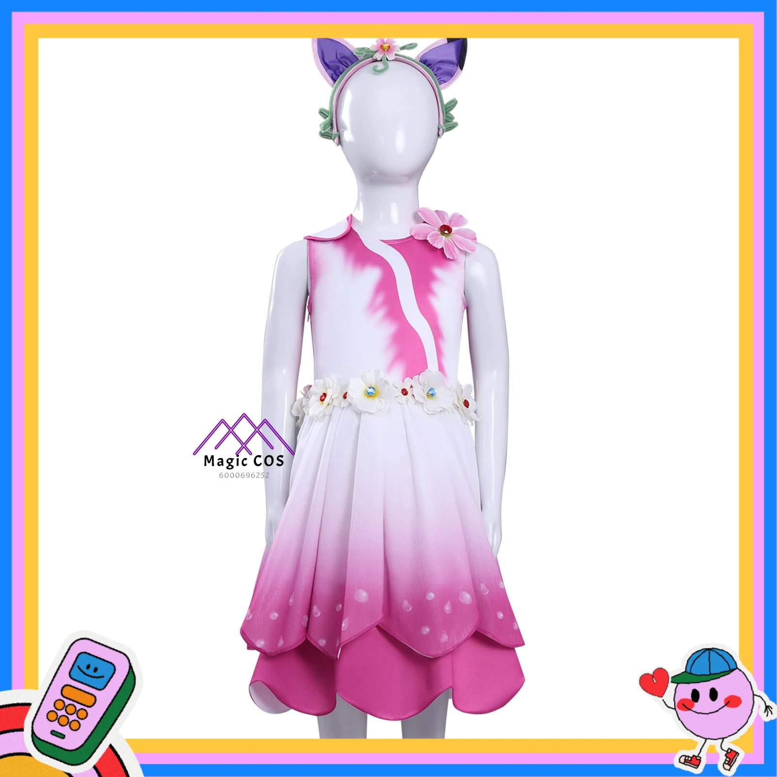 

Anime Character Cosplay Costume Fairy Fashion Dress Pink Children's Dress Cute Role-Playing Outfit Comic Con Halloween Party