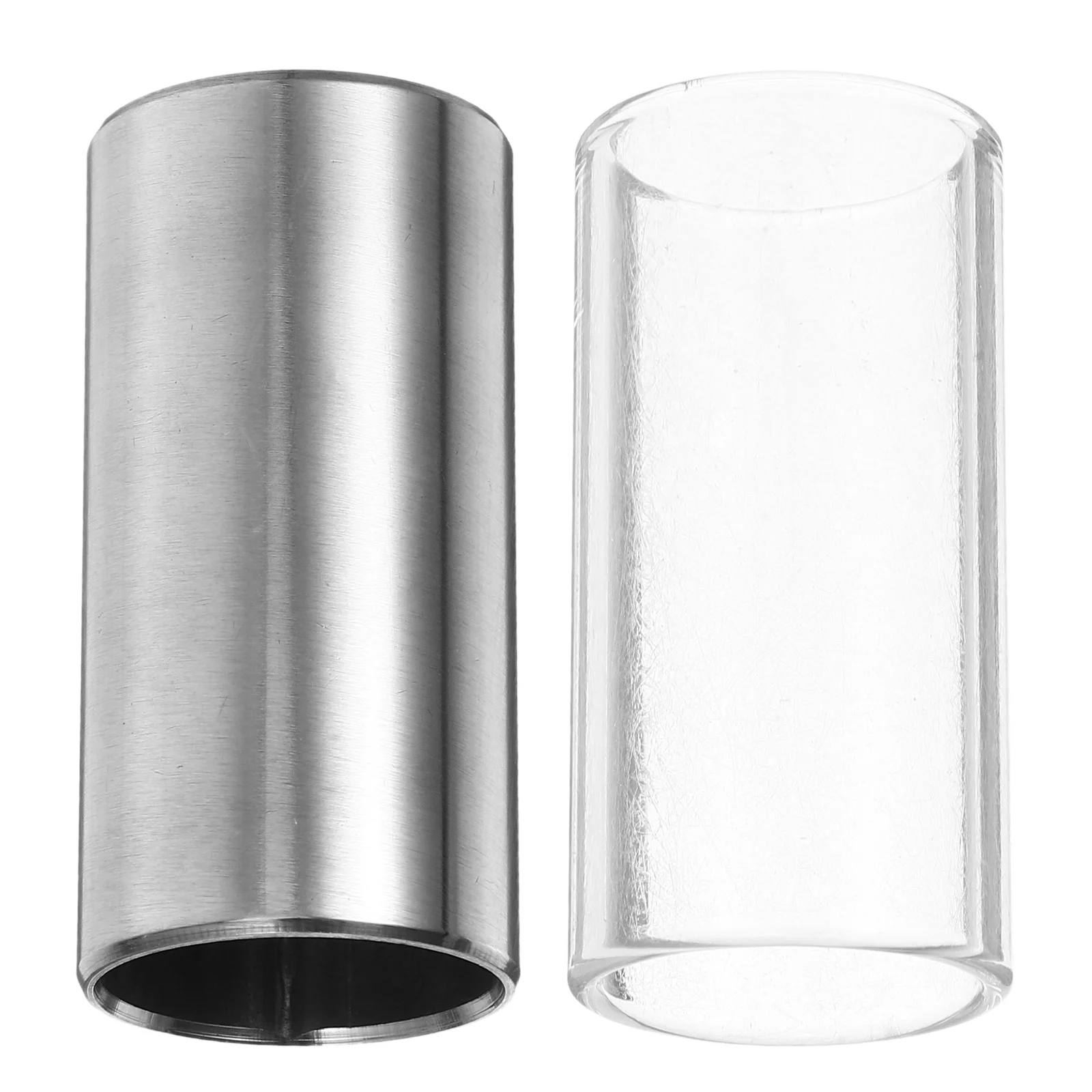 

2pcs 70Mm Glass Stainless Steel Guitar Slide For Medium Bottleneck Transparent Slide Sustain Intonation Bright