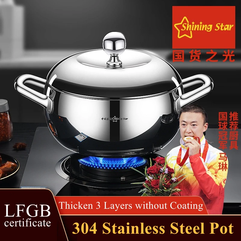 LFGB Certificate 304 Stainless Steel Apple Pot Internal Circulation Sauce Boiler French Fry Chicken Fryer with Steaming Layer