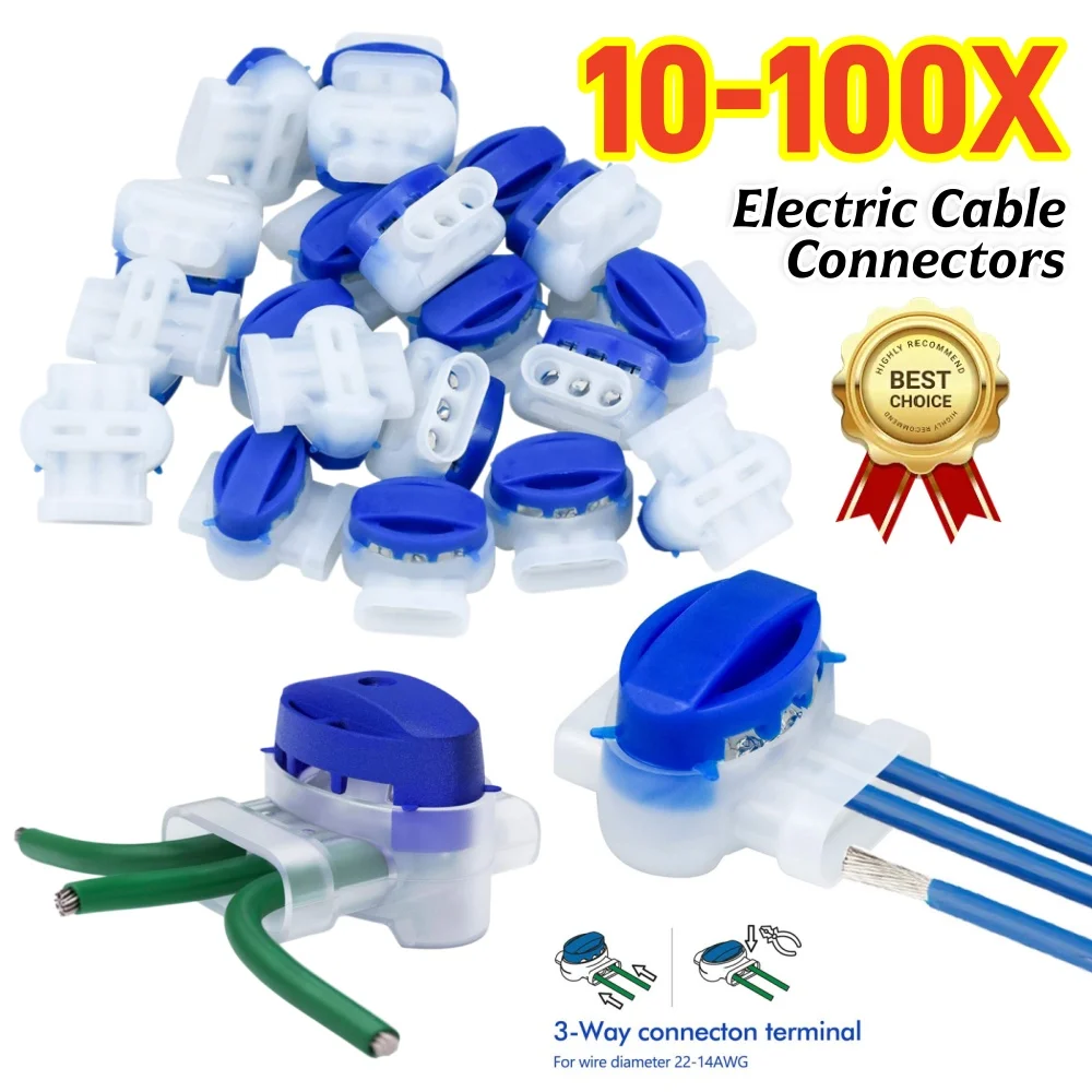 10-100X Electric Cable Connectors Waterproof Mowing Robot Clamps Without Stripping for Gardena/Husqvarna/Worx/Robomow Lawnmower