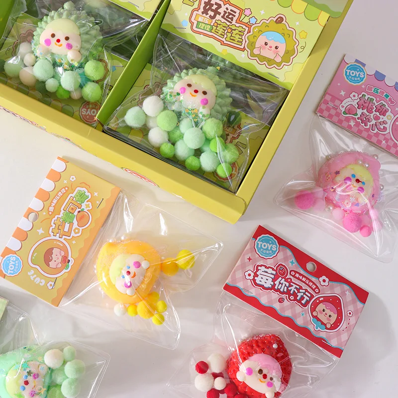 Simulazione creativa Mini borsa di frutta giocattolo antistress Sticky TPR Relief Fidget Toy Mini Relief Squeeze Toy regali per bambini