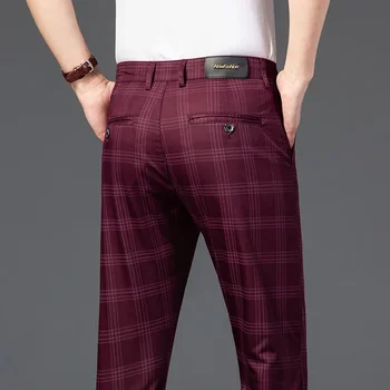 Printemps hommes pantalon mode affaires classique rayure Plaid noir couleur unie pantalon de haute qualité costume formel pantalon mâle 30-38