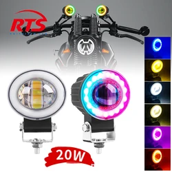 Addition Motorcycle RGB Fog Work Lamp Headlight Driving Running Super Brighter 12V 80V for 4x4 High/Low Spot Accessories