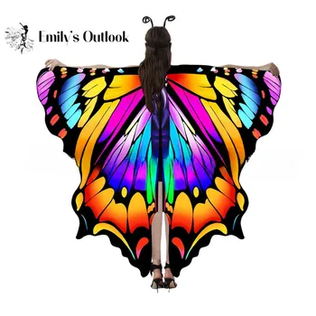 شال أجنحة الفراشة للبالغين ، زي خرافي ، رأس ملون ، قماش ناعم ، عيد الهالوين ، عيد الميلاد ، جنية بيكسي ، أكسسوارات الحفلات ، الكبار