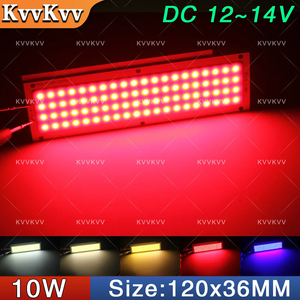 DC 12V LED COB 10W Chip Light Source Strip Bulb Panel Warm Natural Cold White Blue Red Green Color 120x36mm For DIY Car Lamp