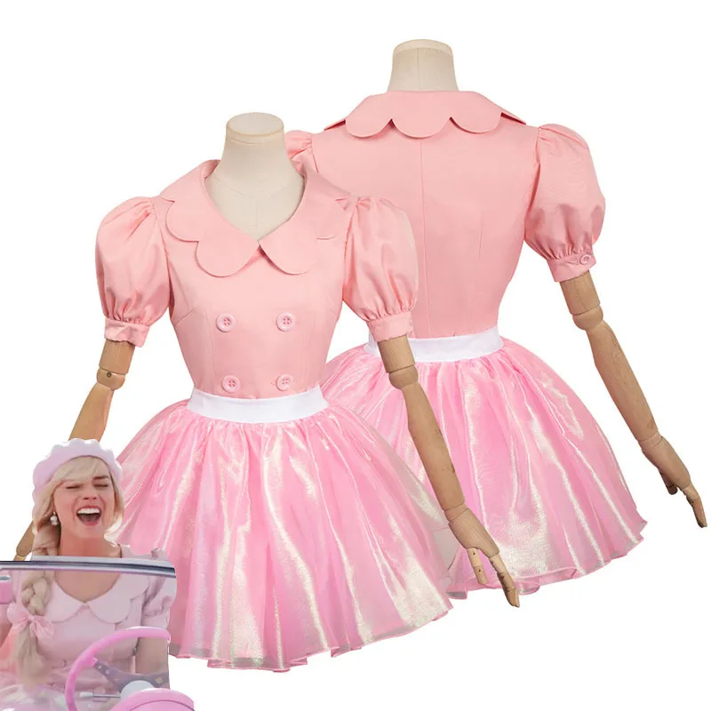 Movie Margot Cosplay Pink Yarn Skirt Costume Top Skirt Hair Accessories Outfit Girls Women Adult Halloween Carnival RolePlay