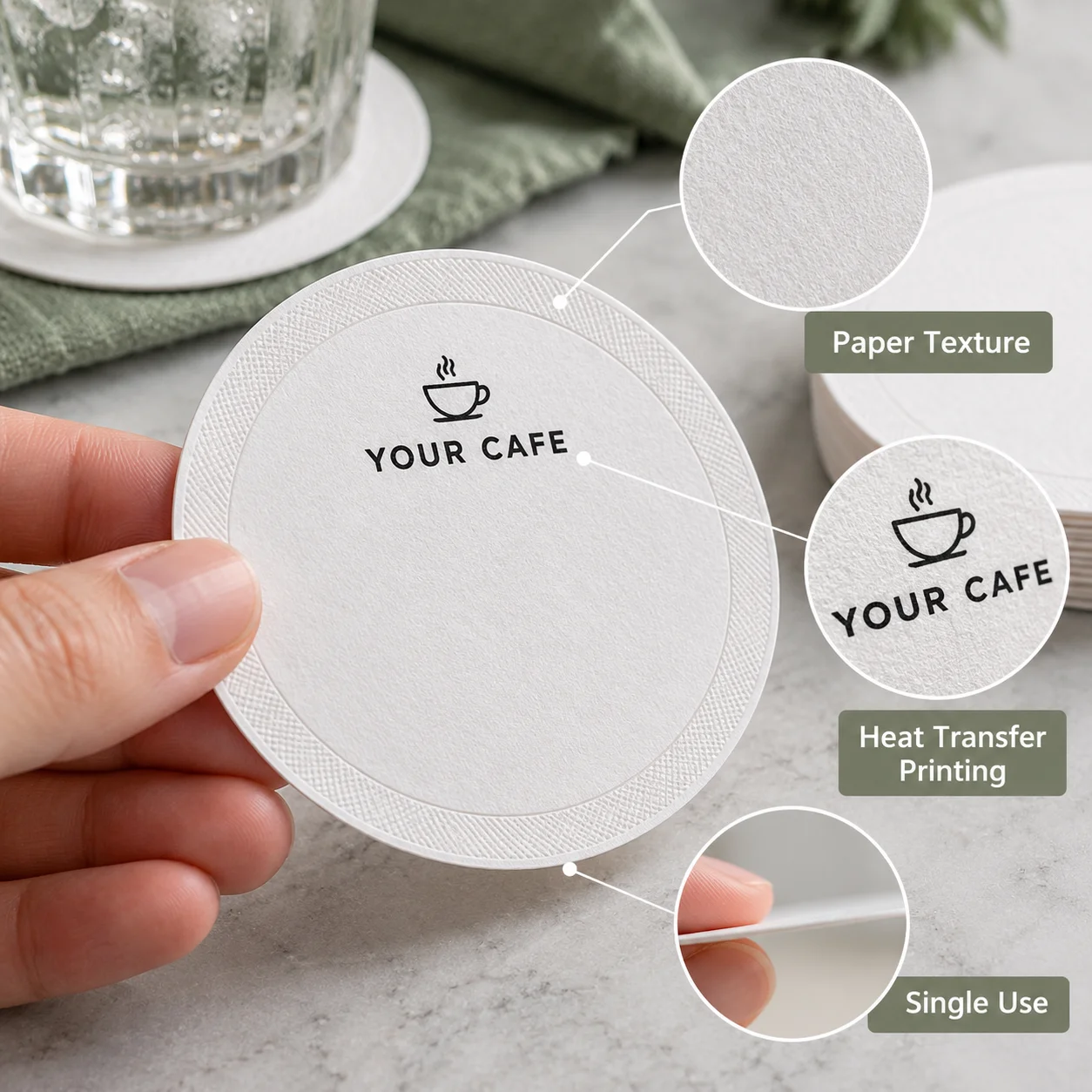 Custom Disposable Paper Coasters With Blank Writing Space For Drink Tallies Bar Cafe Restaurant Bulk Personalized Business Gifts