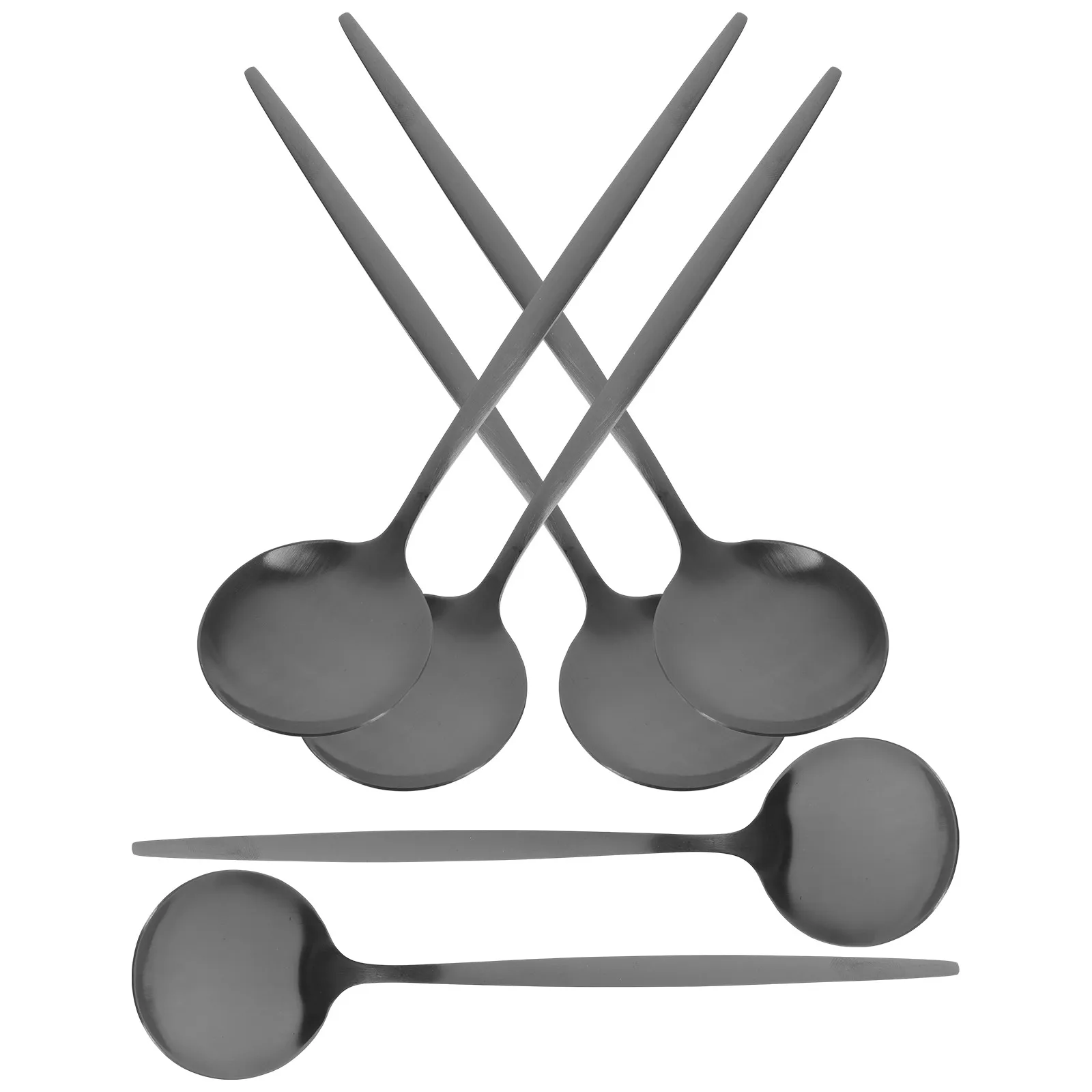 

6 Pcs Black Dinner Spoons Stainless Steel Soup Serving Round Silverware Tableware Kitchen Dining 8 1 Inch Matte Finish