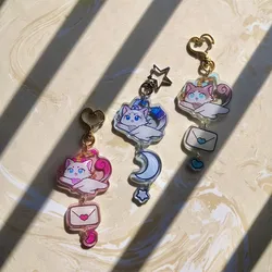 Yuumi Anime Keychain Women League of Legends Acrylic Key Chain Man Key Ring Pendant Ornament Accessories Friend Gift